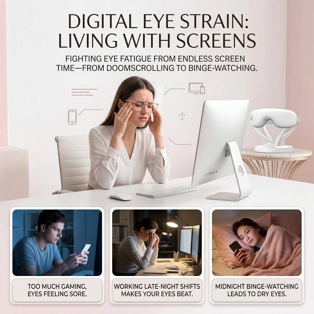 VelvetAura Smart Folding Eye Massager | Airbag Compression for Eyes