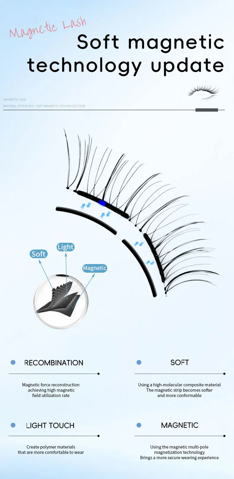 【 Soft Magnetic Eyelash Suction 】 New 2025 magnetic False Eyelash box with Korean style Little Devil Imitation mink fur